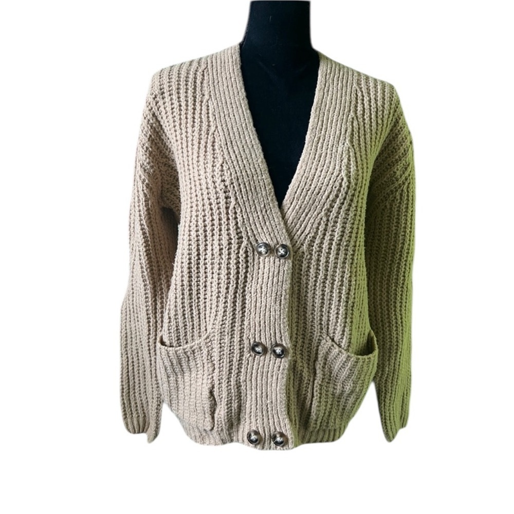 CJLA Womens Tan Nash Cardigan Chunky Knit‎ Sweater Small